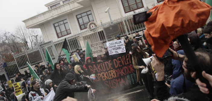 Azerbaycan'daki hayvan katliamı protesto edildi